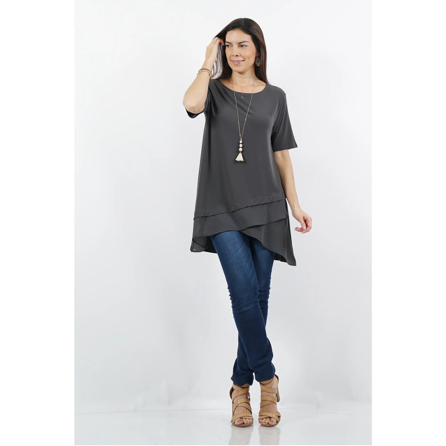 Ashgrey tunic with tulip hem