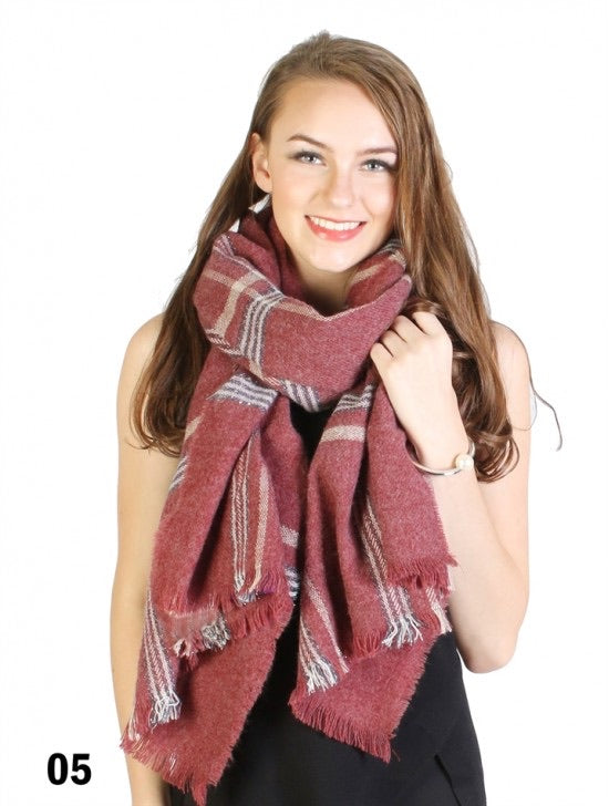 Blanket scarves Soft touch plaid burgundy 1535