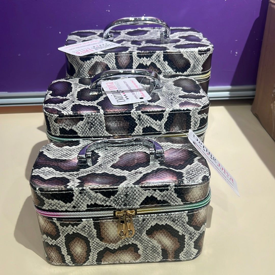 Brown snake print cosmetic case 0535
