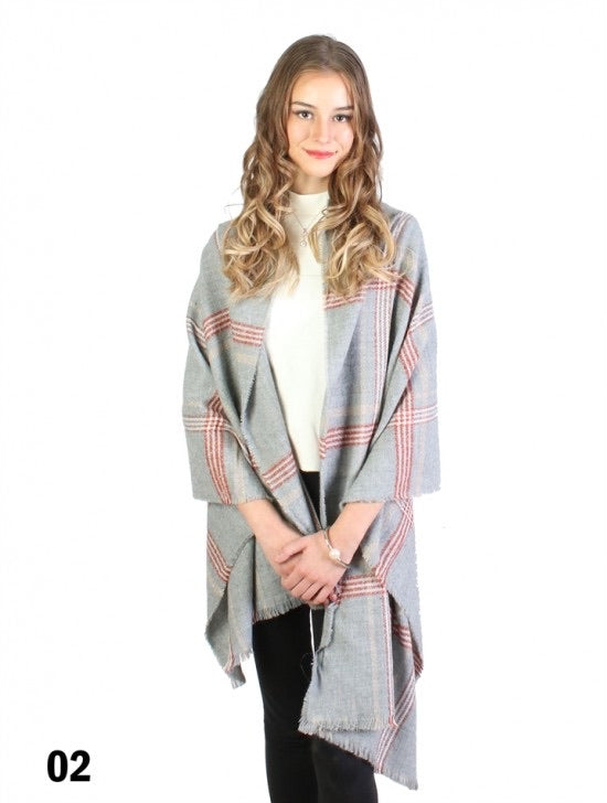 Blanket scarves Soft touch plaid grey 1535