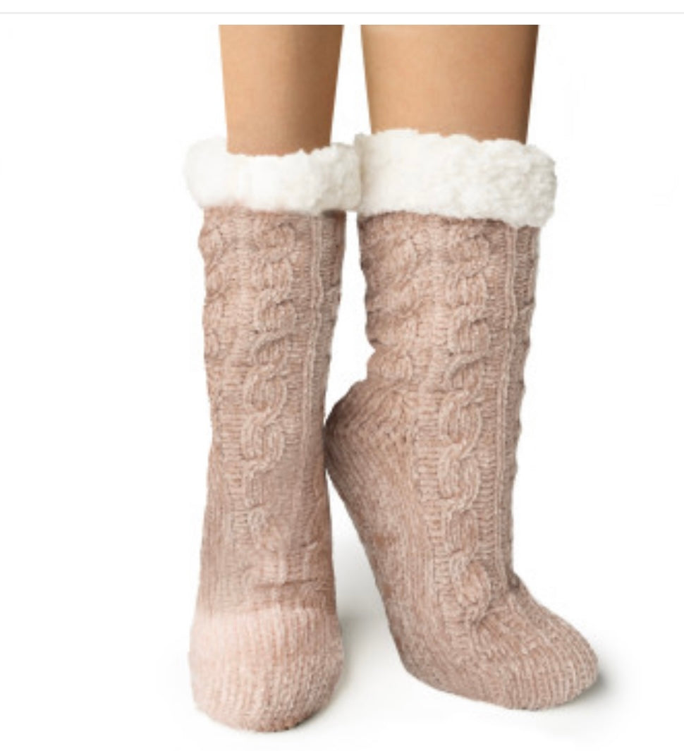 Britt’s Knits beyond soft chenille boot socks Blush
