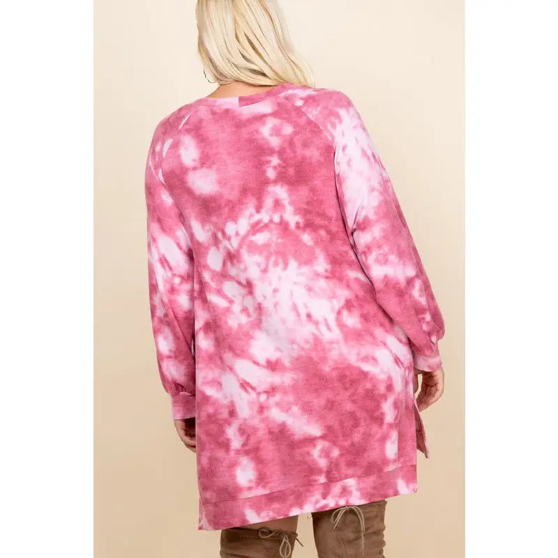 Burgundy tie dye pullover EC8185