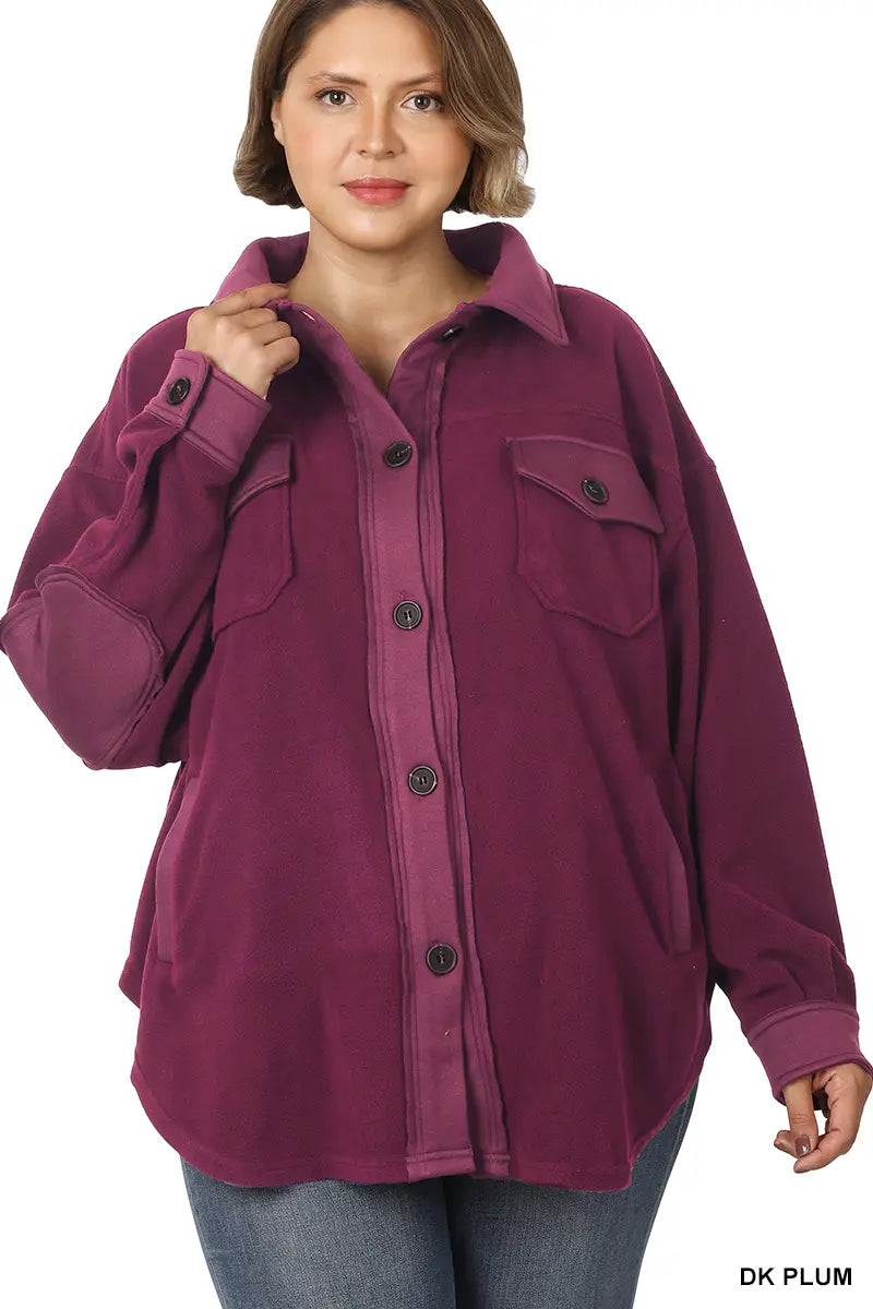 Dark Plum oversized fleece Shacket VM
