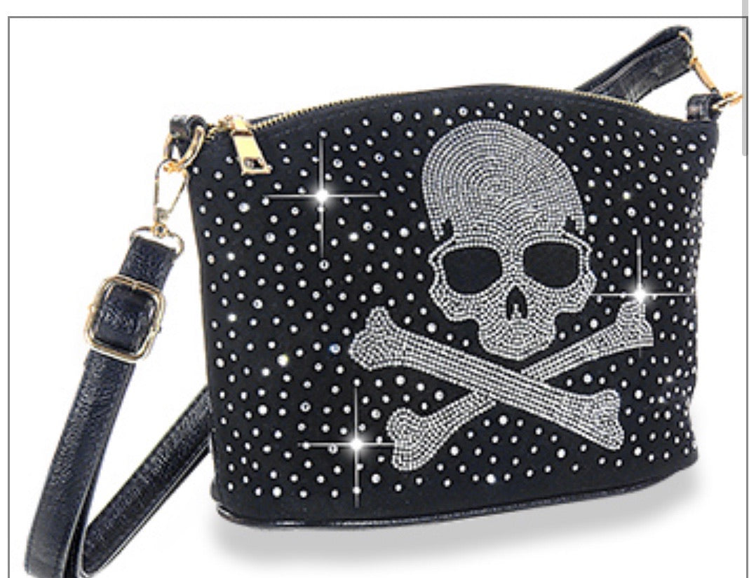 Skull bling crossbody purse