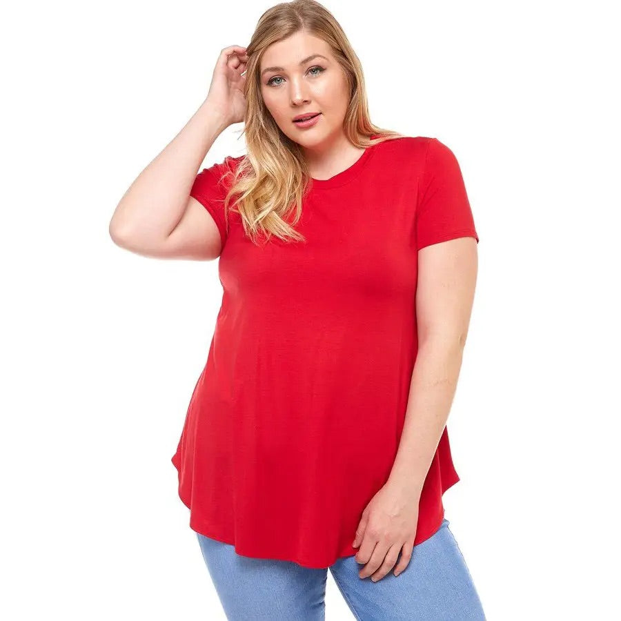 Loose Cut Short Sleeve Red Top 2278 AZ