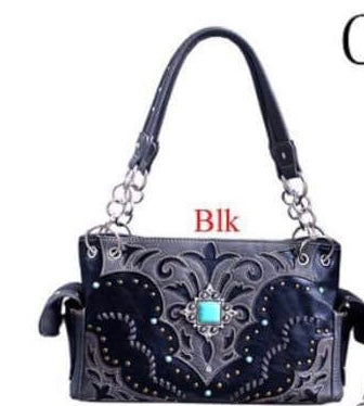 Black with stone western purse