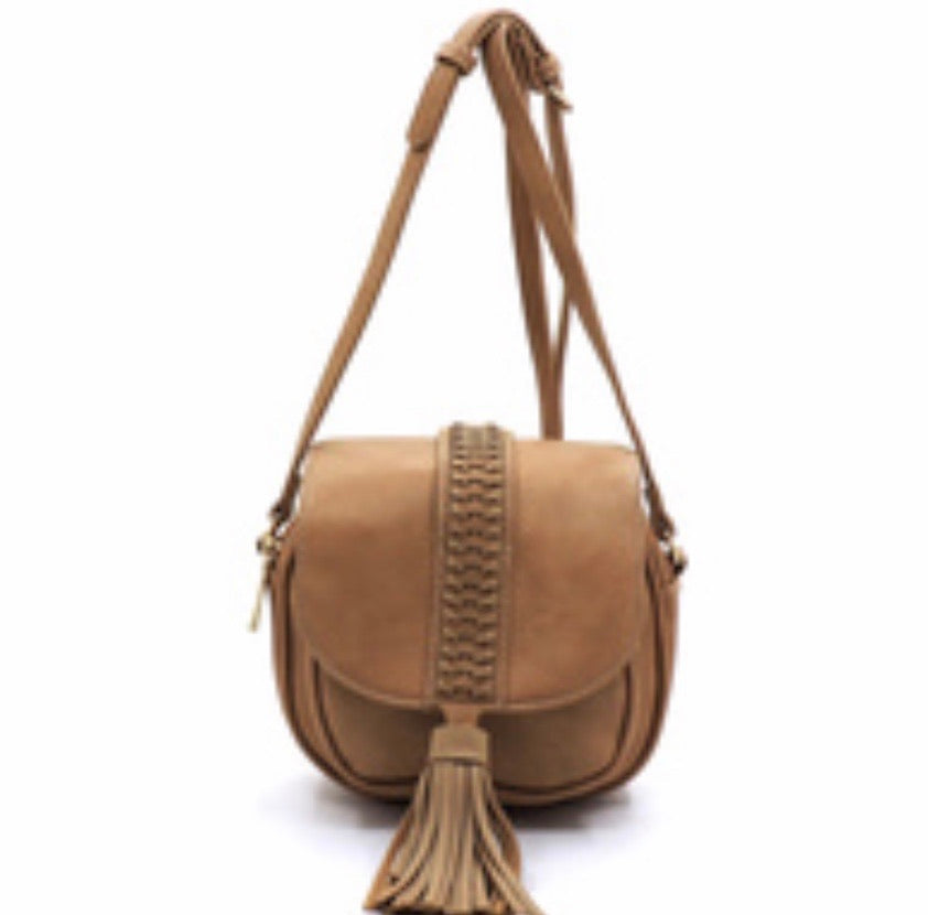 Brown flap messenger with tassel