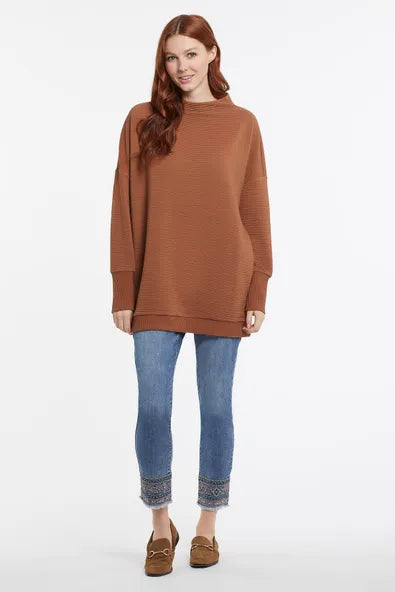 Tribal Funnel neck tunic in Sepia