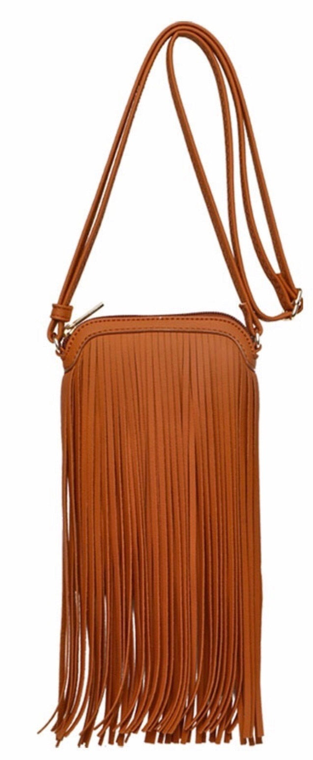 Brown mini fringe messenger