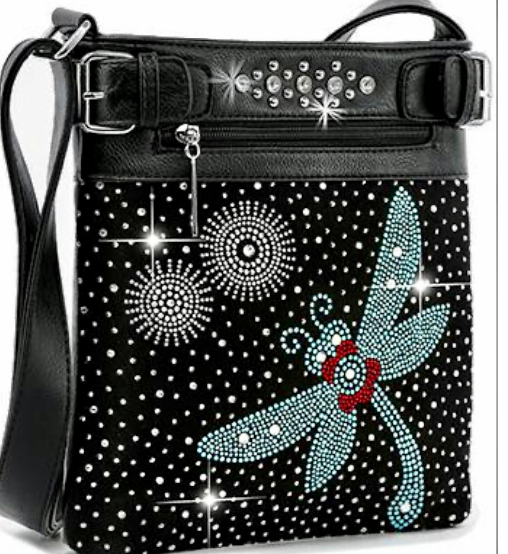 Dragonfly Rhinestone Crossbody Sling
