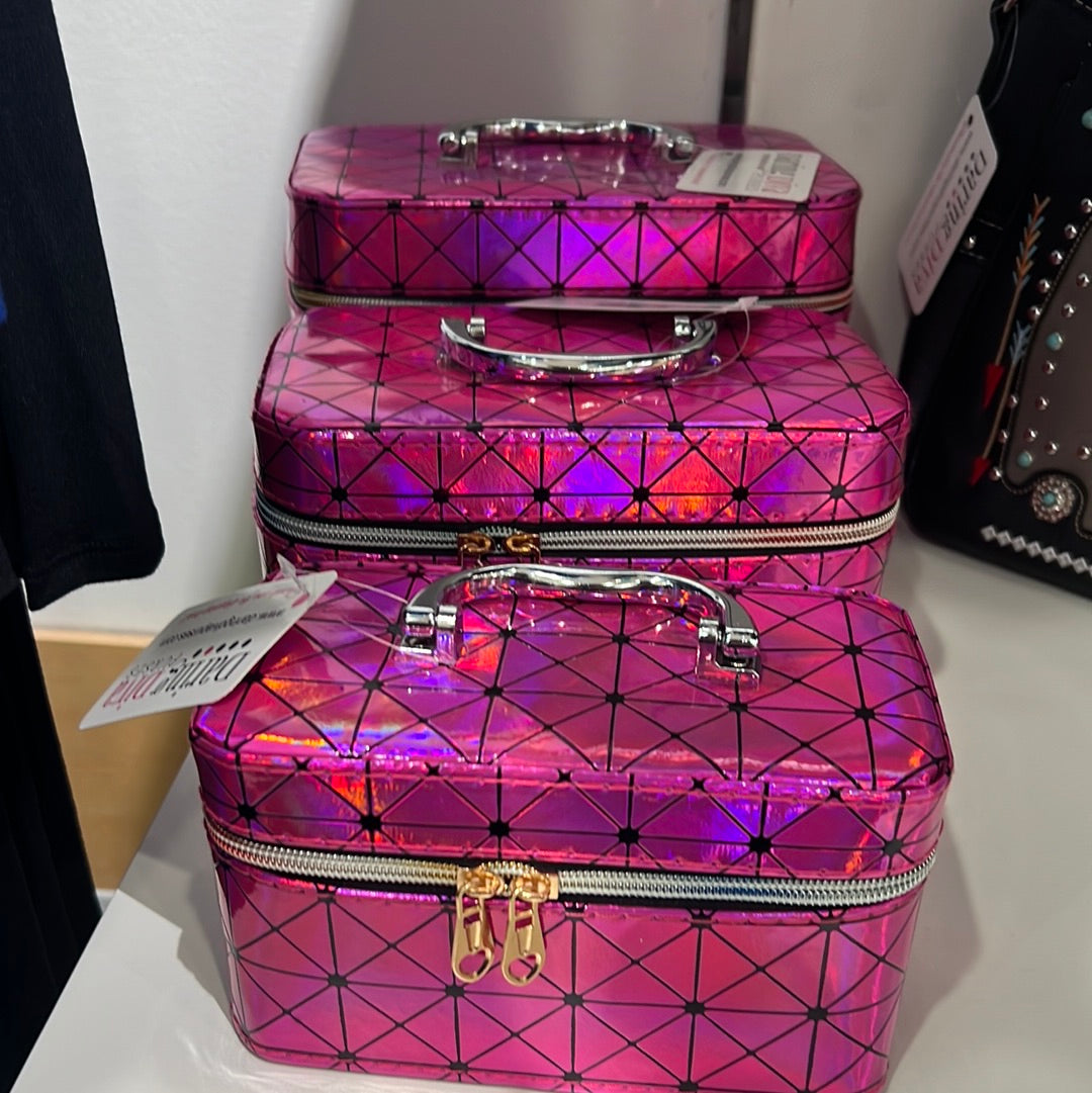 Fuchsia metallic cosmetic case HC0105