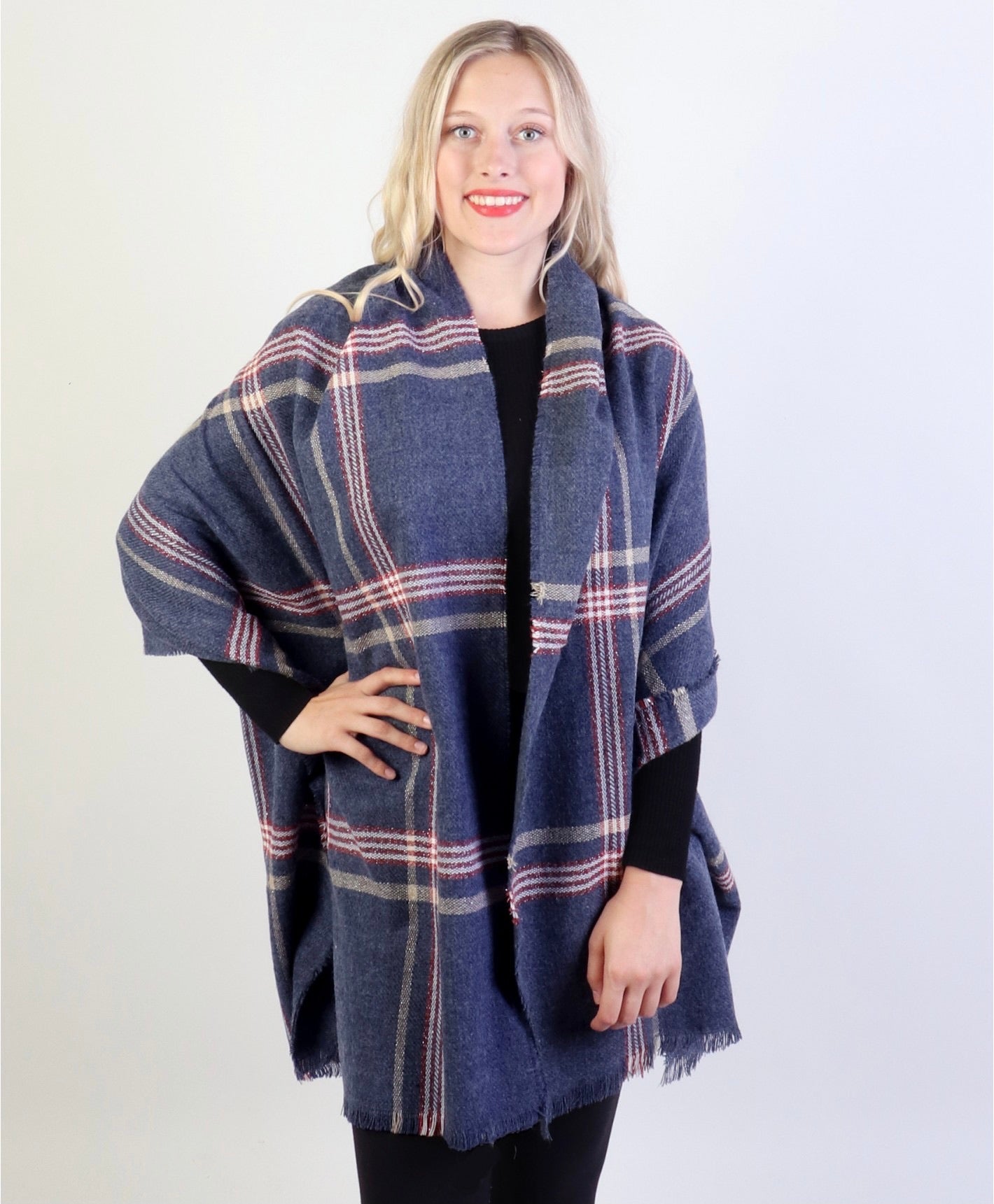 Blanket scarves Soft touch plaid navy 1535