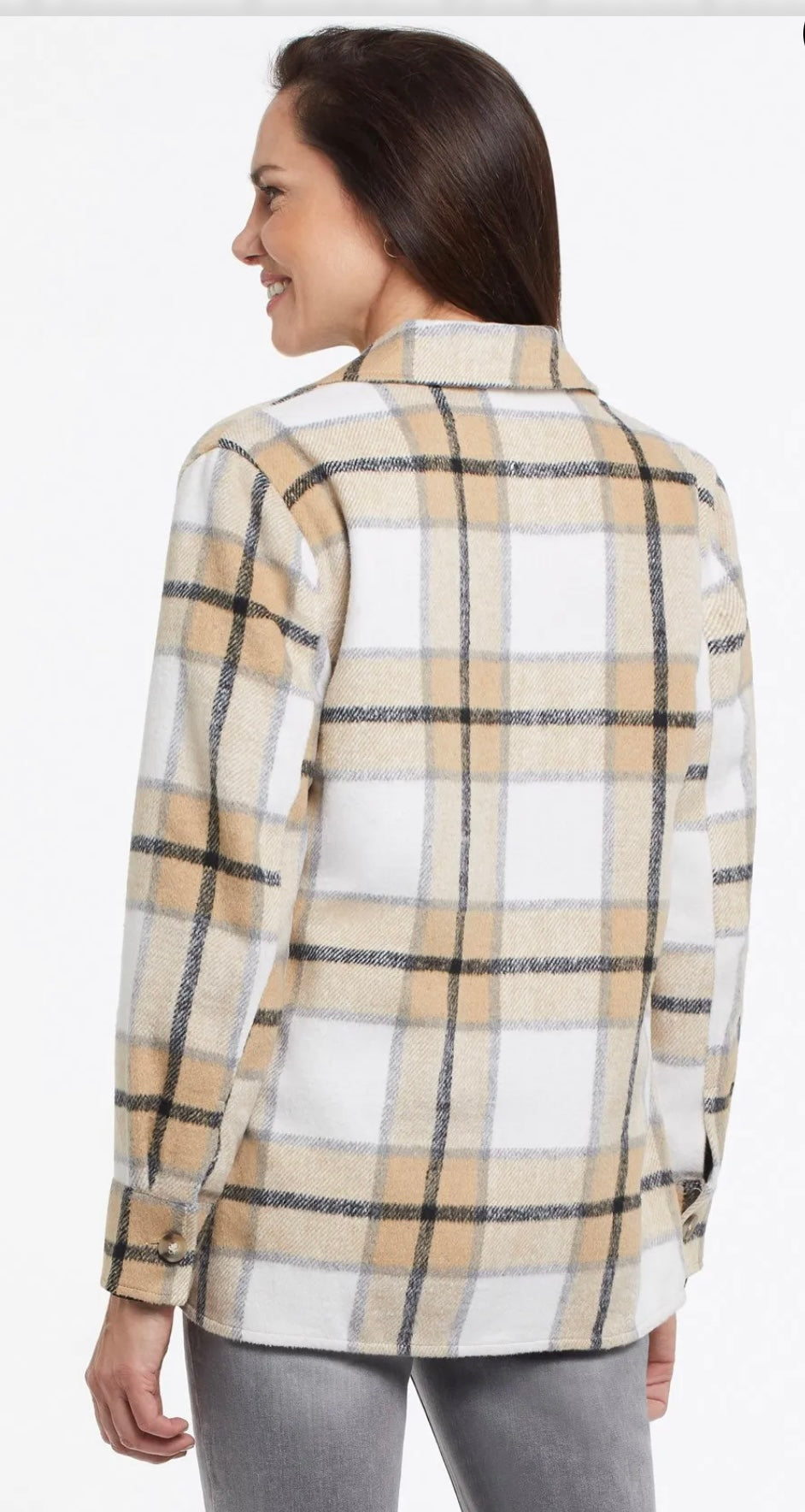 Plaid shacket with pockets in Nutmeg
