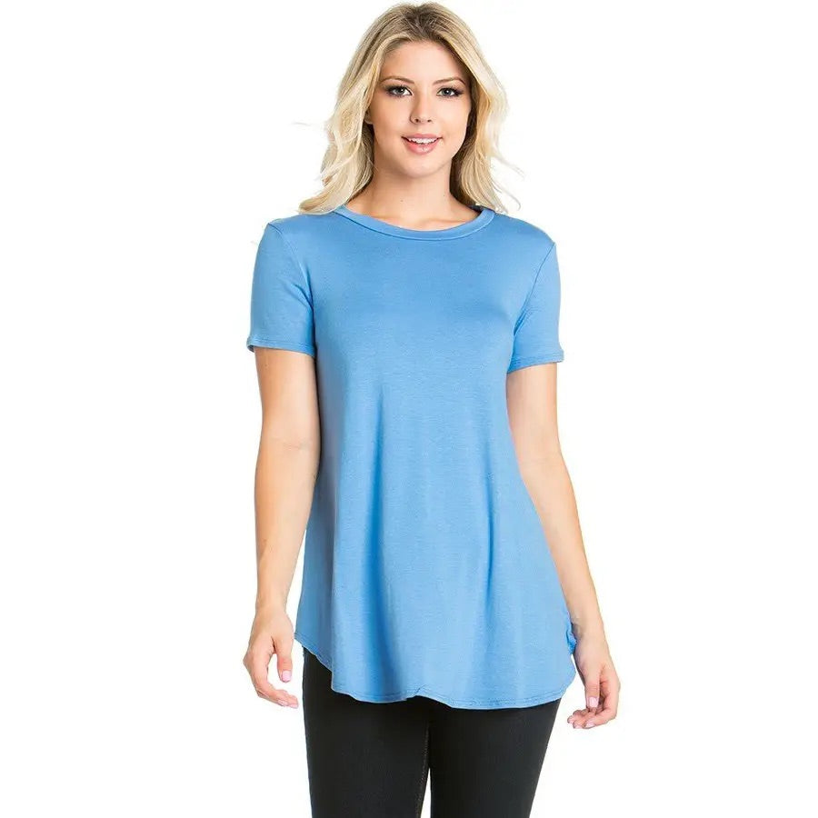 Loose Cut Short Sleeve Smile Blue Top 2278 AZ
