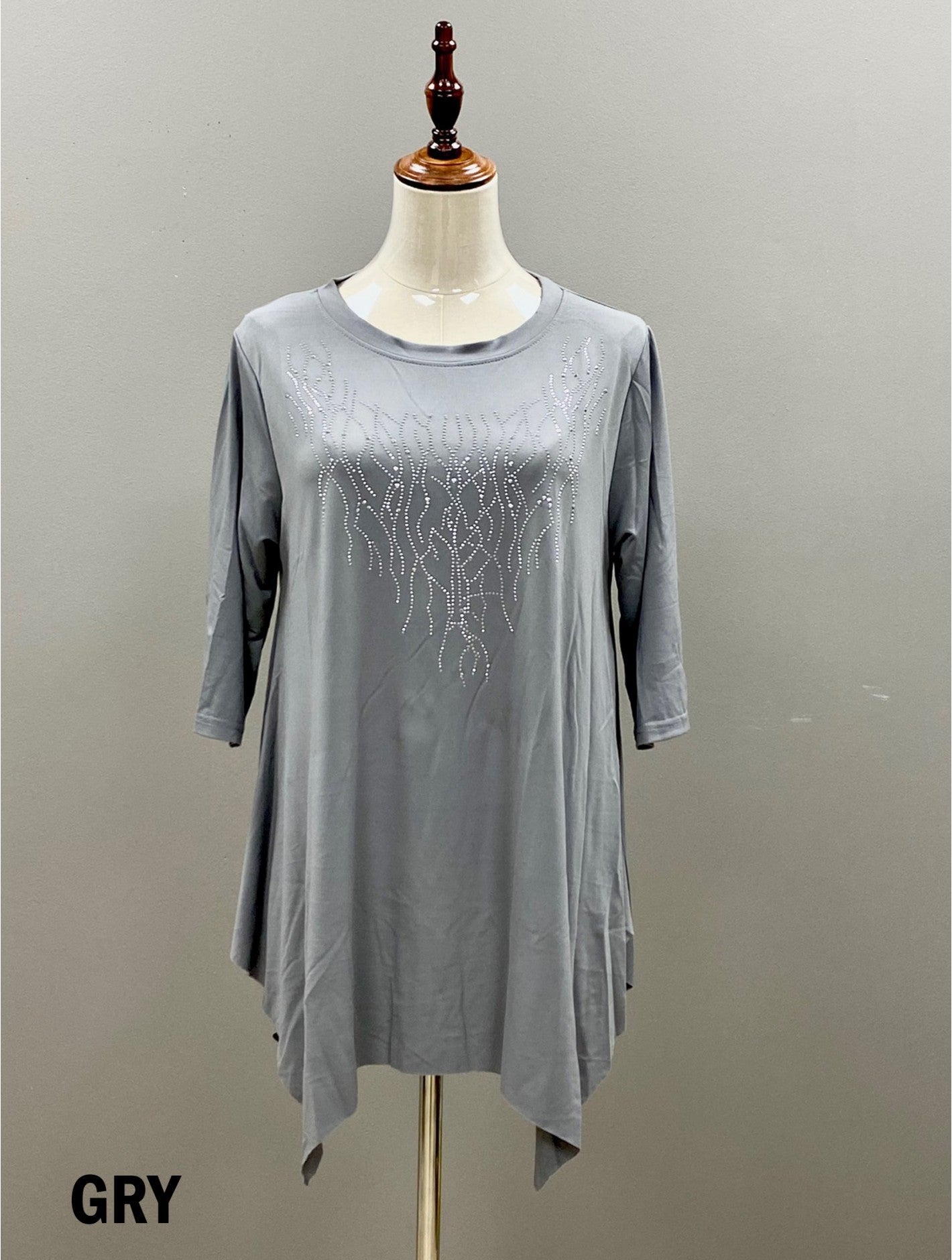 Grey sparkle 3/4 sleeve with branch design