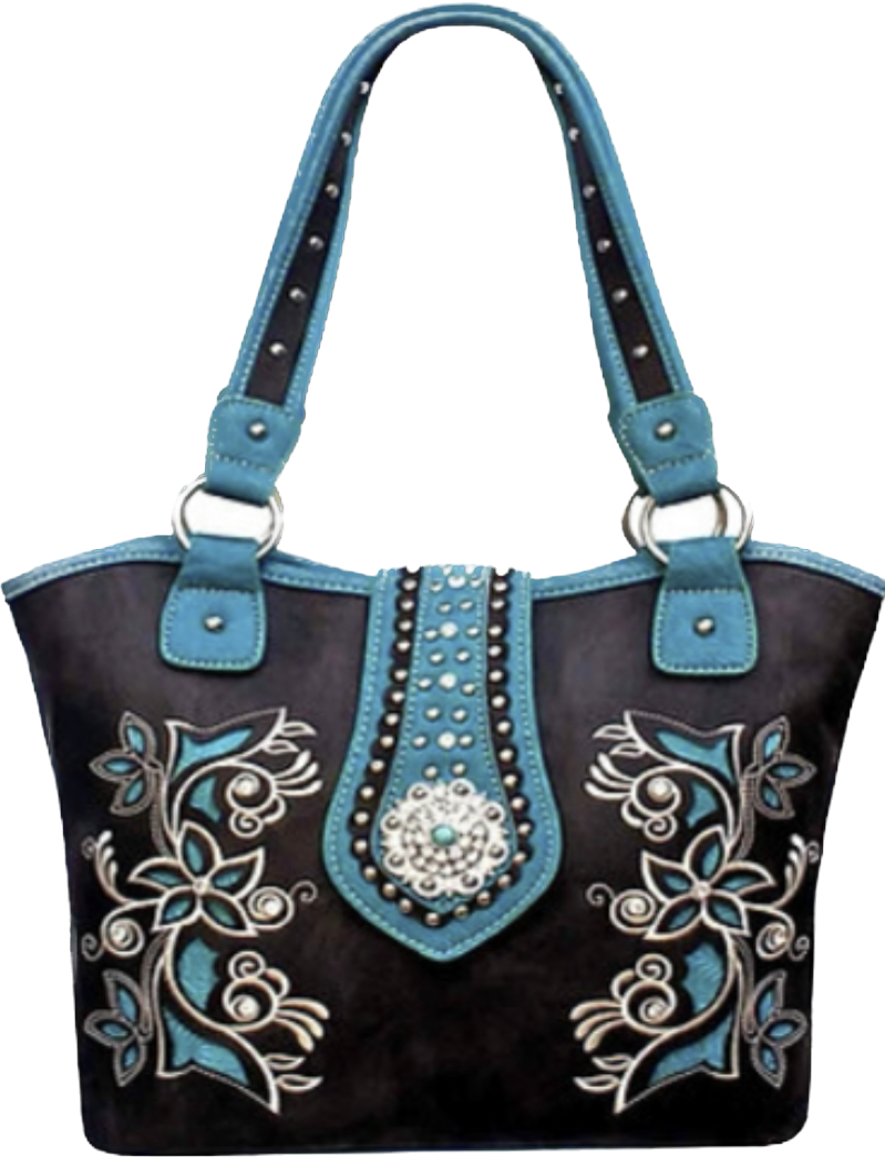 Turquoise western purse with gem bling on buckle