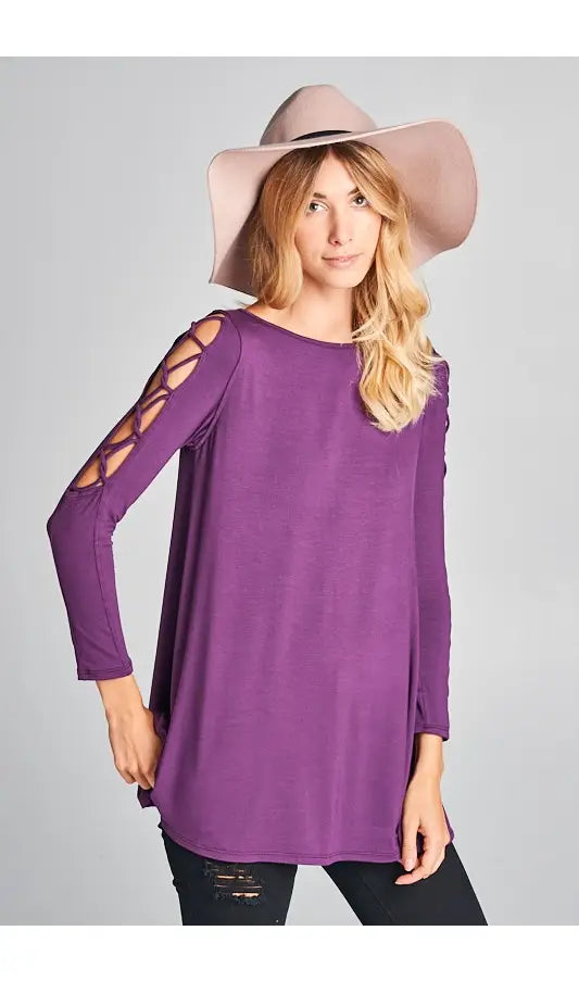 Violet long sleeve cross cross top EC3914