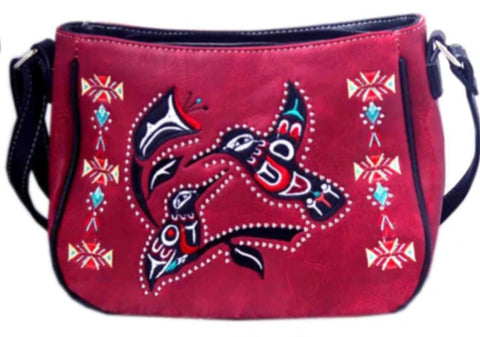Red hummingbird messenger purse