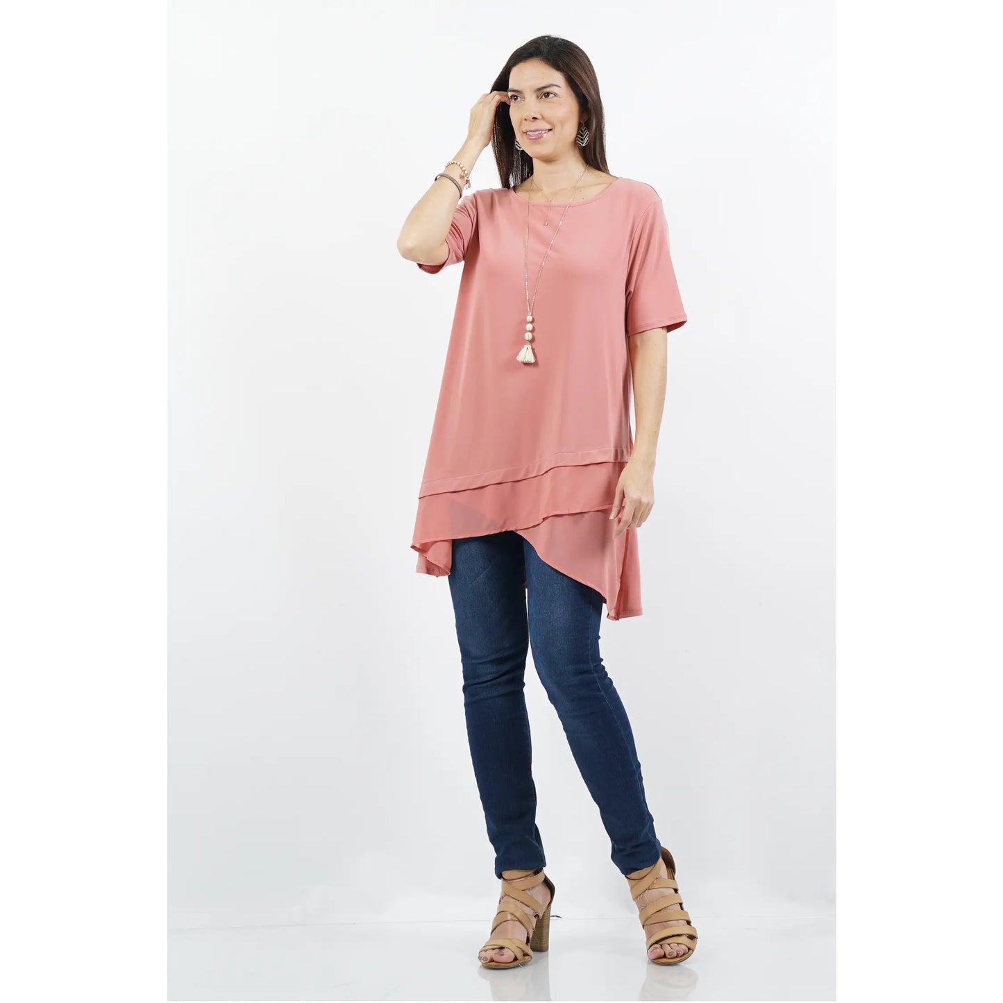 Ashrose tunic with tulip hem