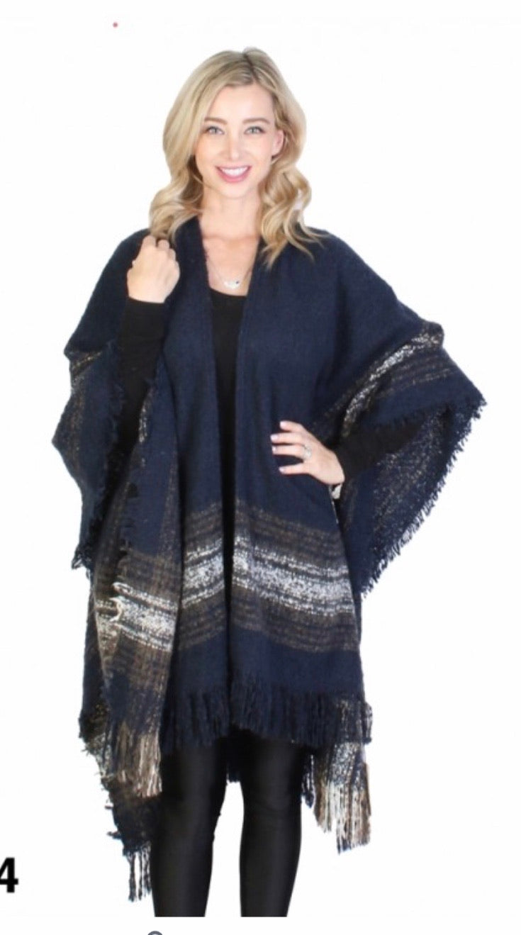 Navy ultra soft blanket cape