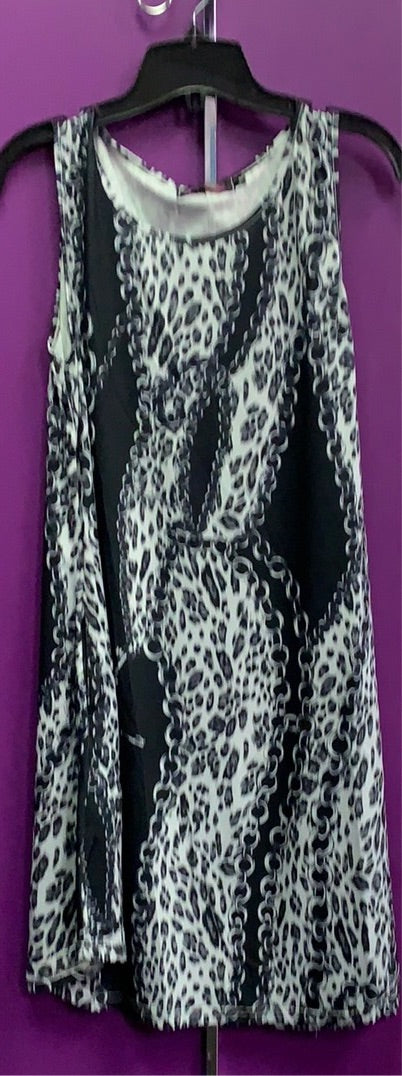 Black and leopard swing tank dress A21718-1