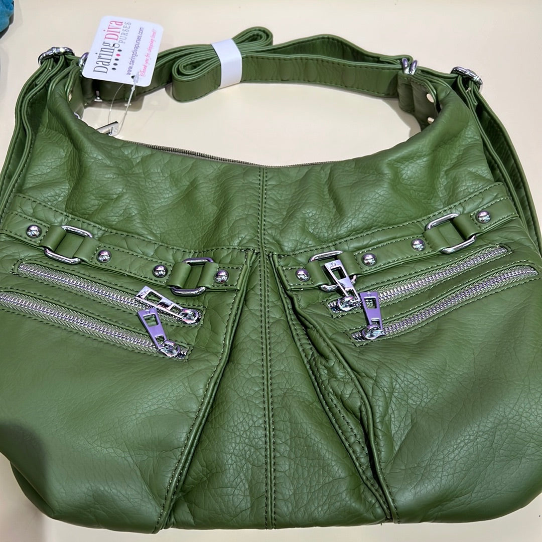 Green 2 pouch 3 in 1 backpack purse