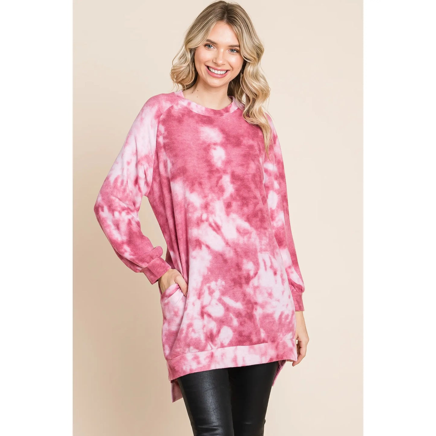 Burgundy tie dye pullover EC8185