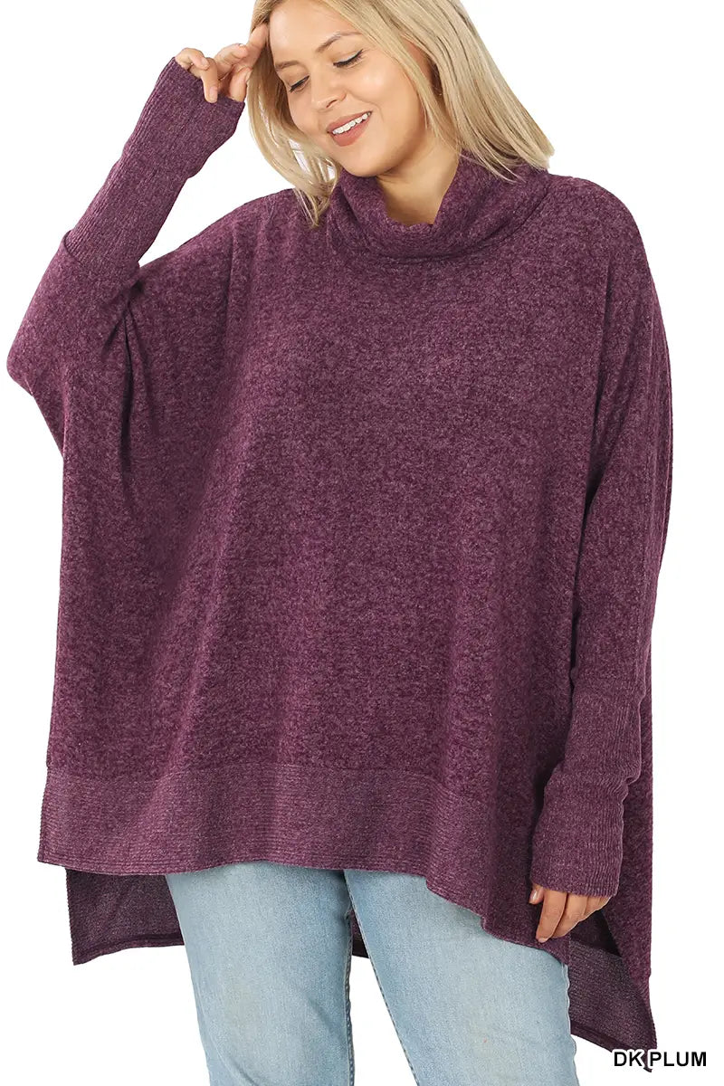 Dark Plum brushed melange cowl neck sweater VM
