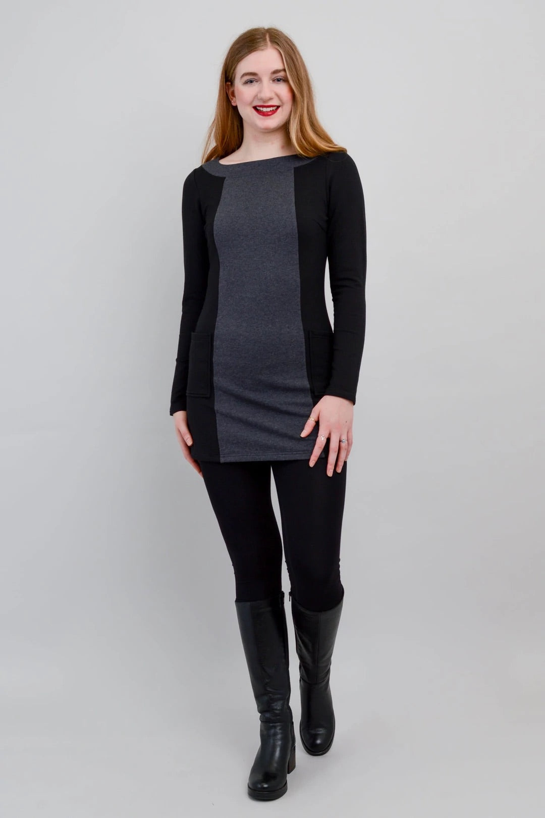 Alice tunic bamboo fleece in black