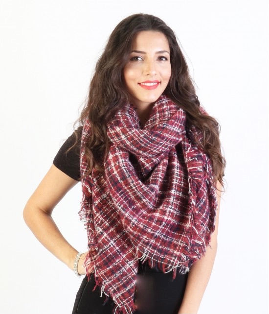 Blanket scarves Tartan ombré burgundy 1674