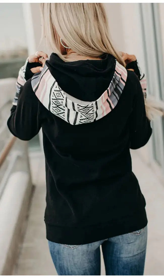 Black side splicing hoodie UN1119