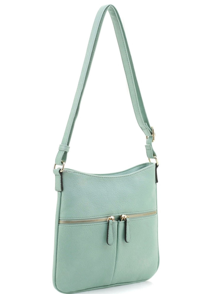 Mint front zip pocket crossbody