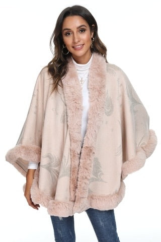 Pink peacock print cape