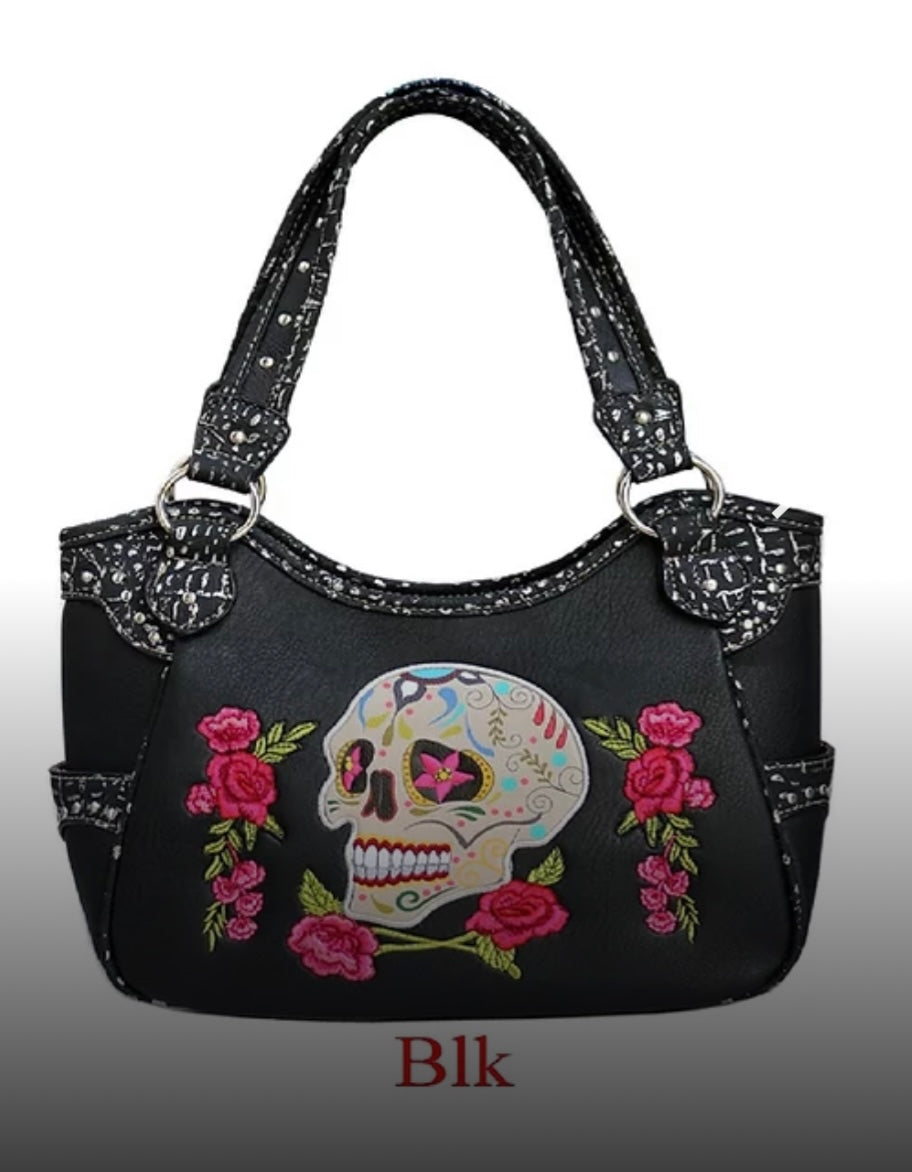 Black skull with roses
