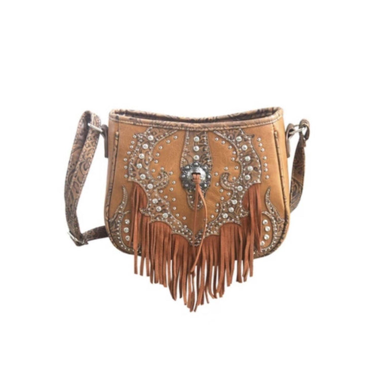 Tooled Leather Laser Cut Purses Feather Country Western Handbags Shoulder  Bags Wallet Set in 6 colors - Walmart.com