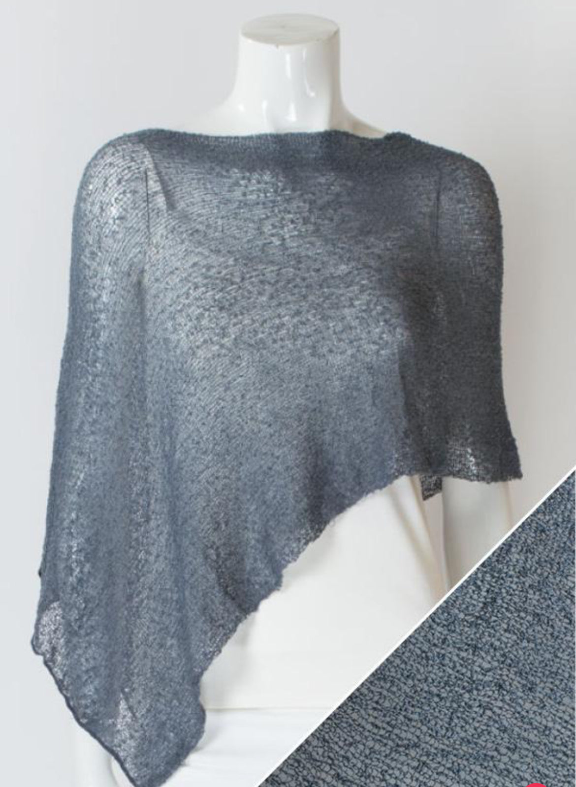 One size light knit poncho Smoke Grey