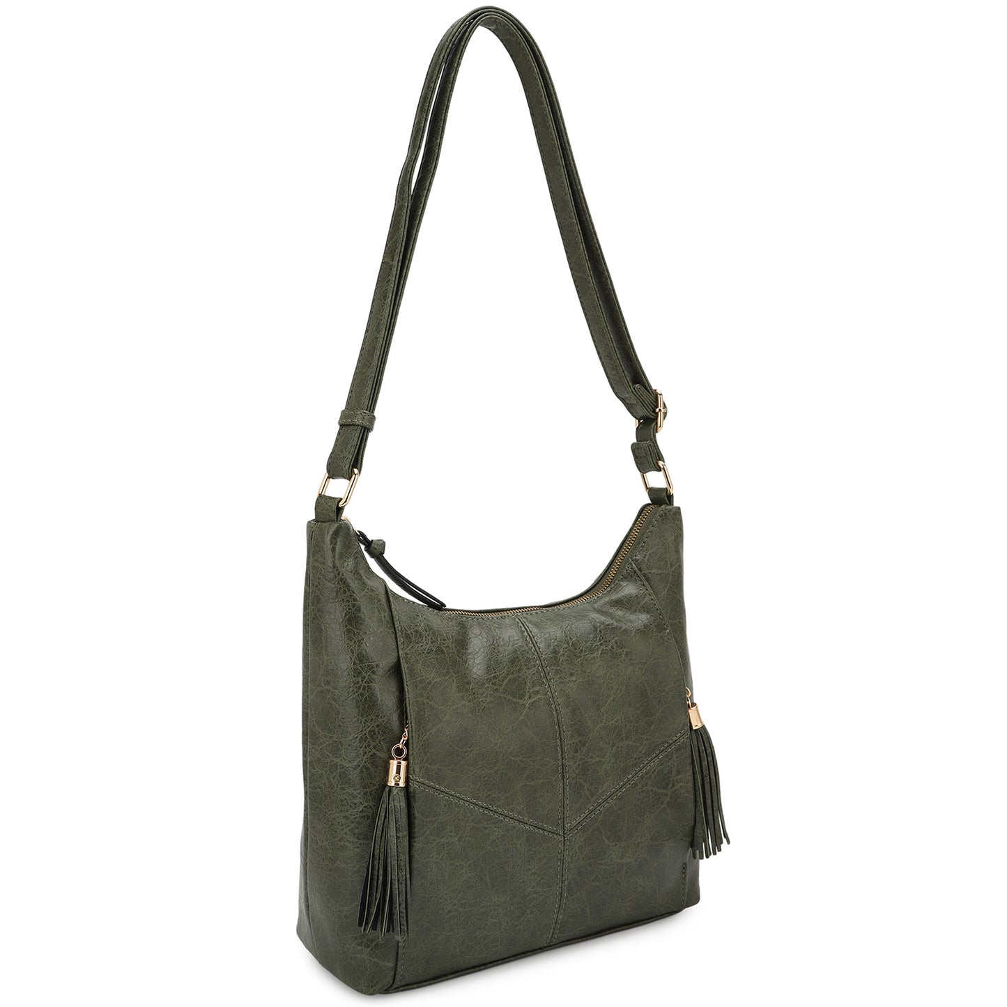 Olive green Tassel pocket crossbody bag