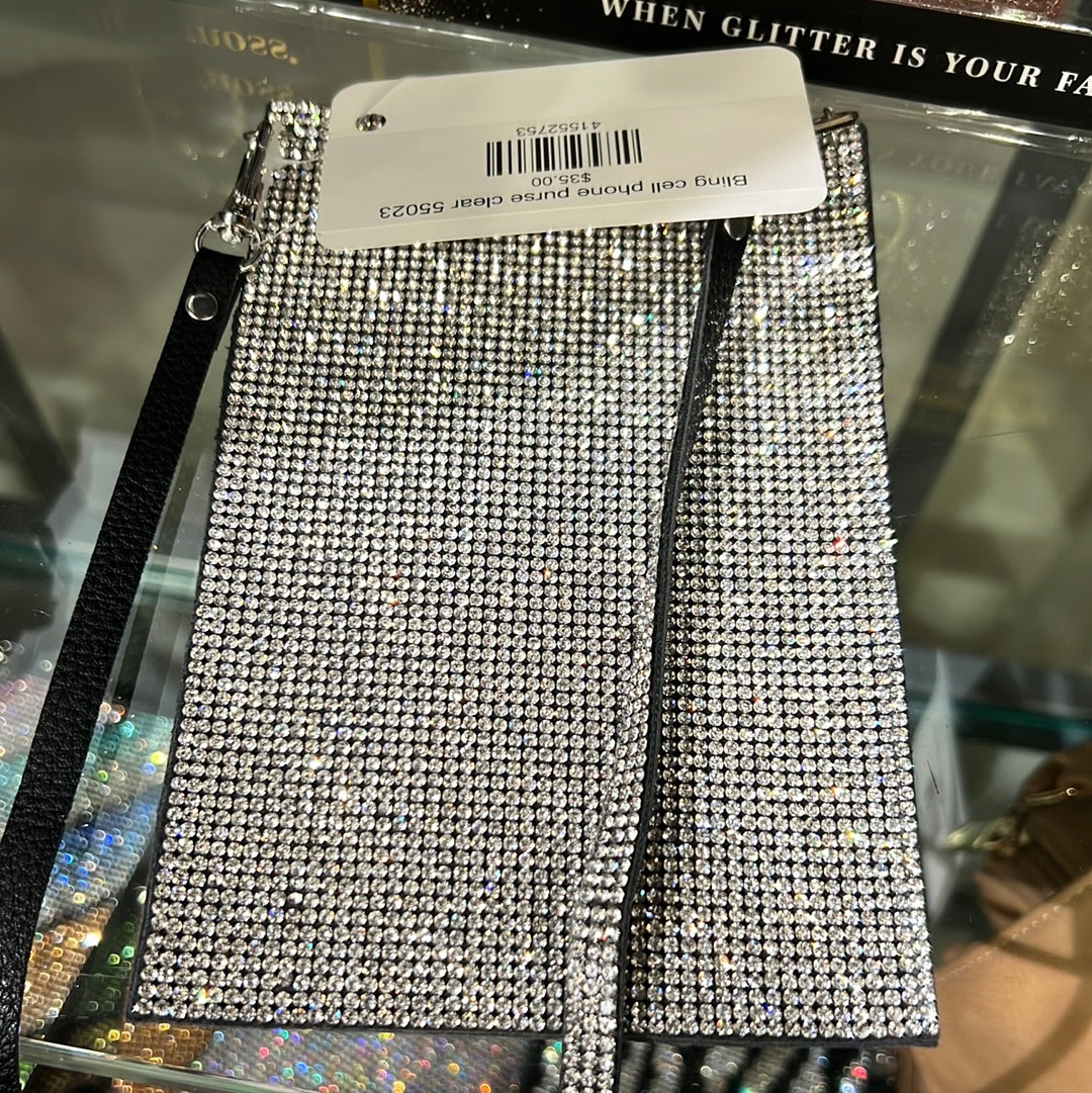 Bling cell phone purse /clear