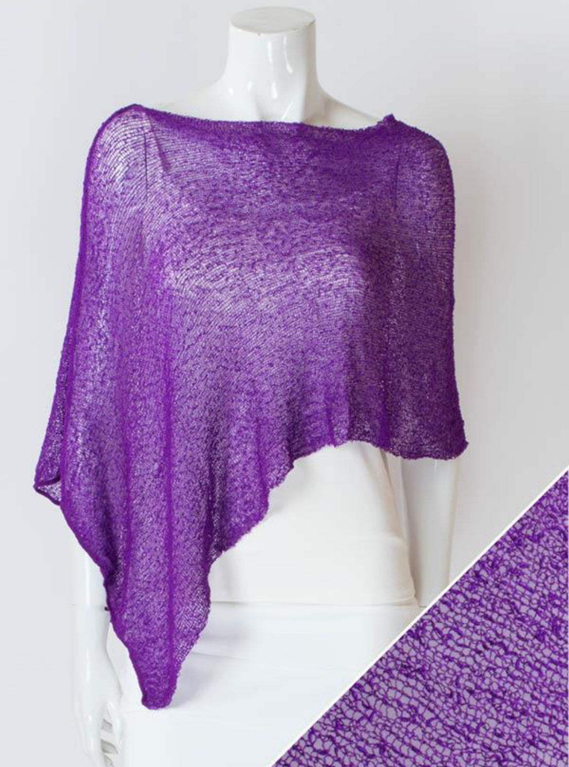 One size light knit poncho Aubergine