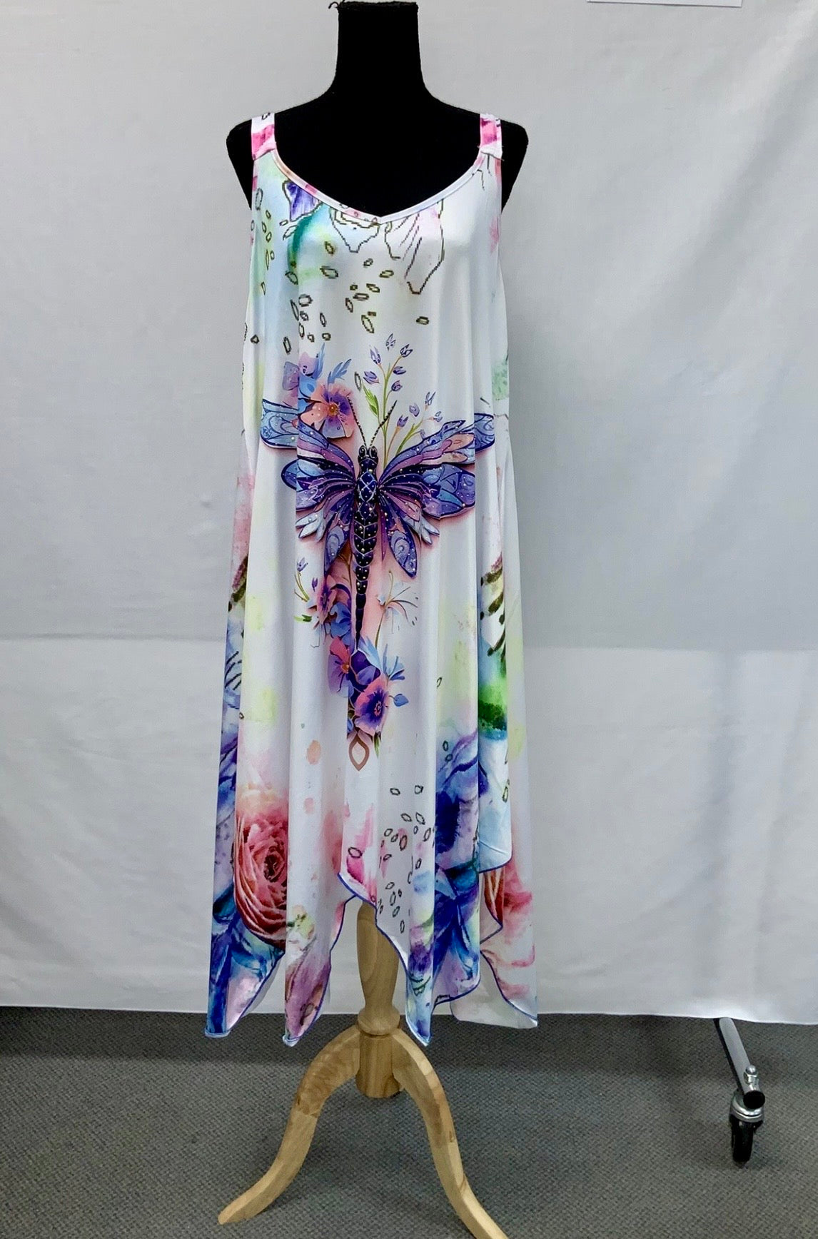 White Dragonfly Bandana Dress A26050 One Size
