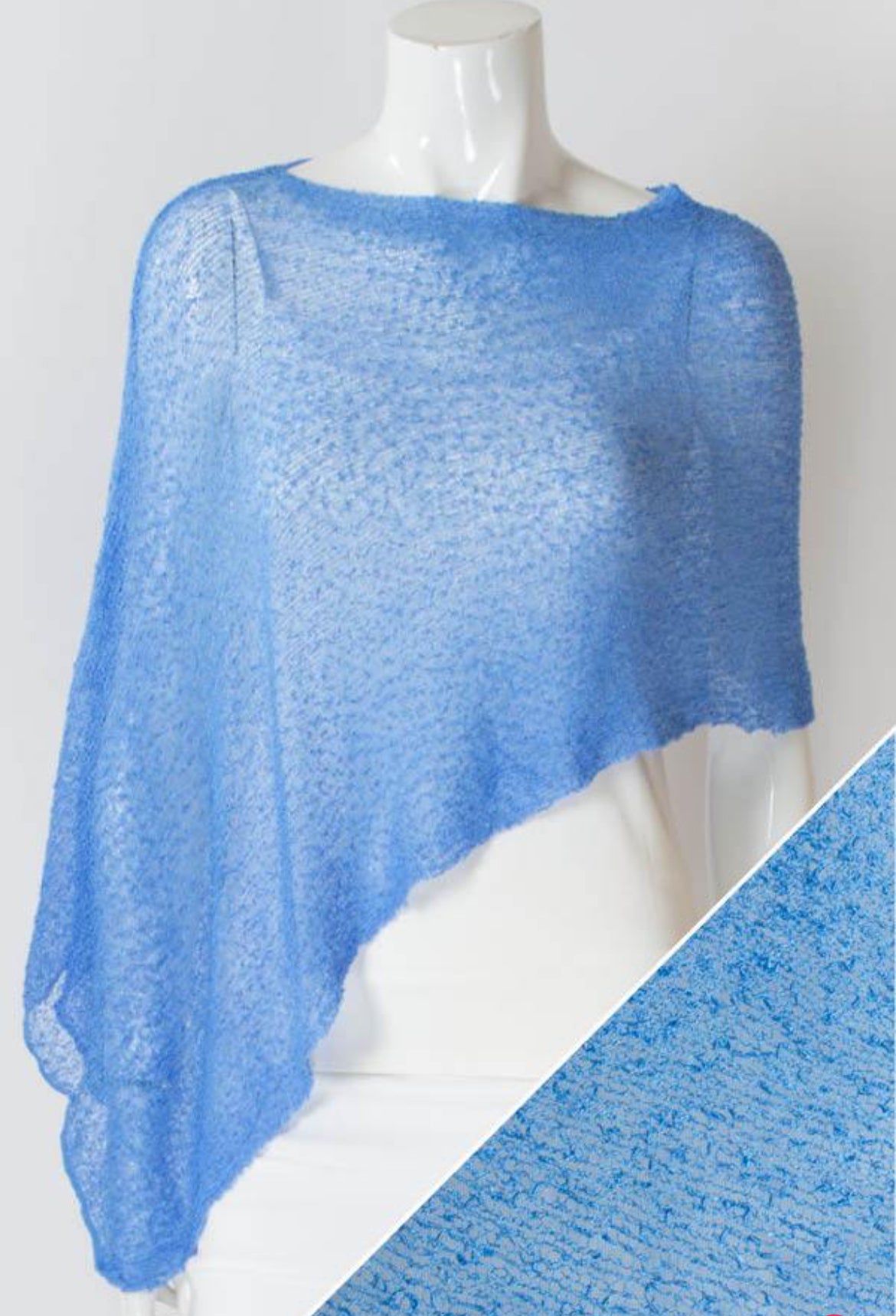 One size light knit poncho Light Denim