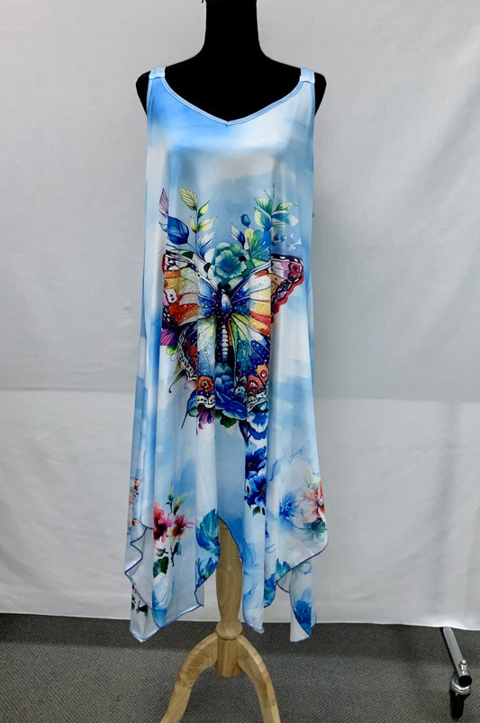 Blue Butterfly Bandana Dress A26053 One Size