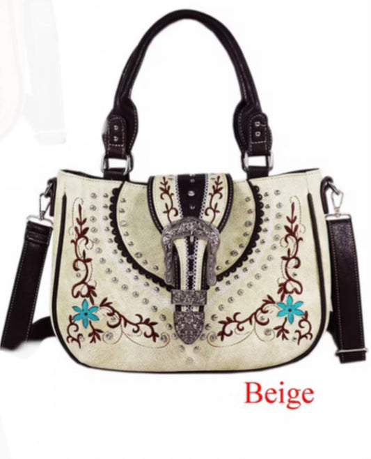 Beige Buckle Purse with detachable strap W127