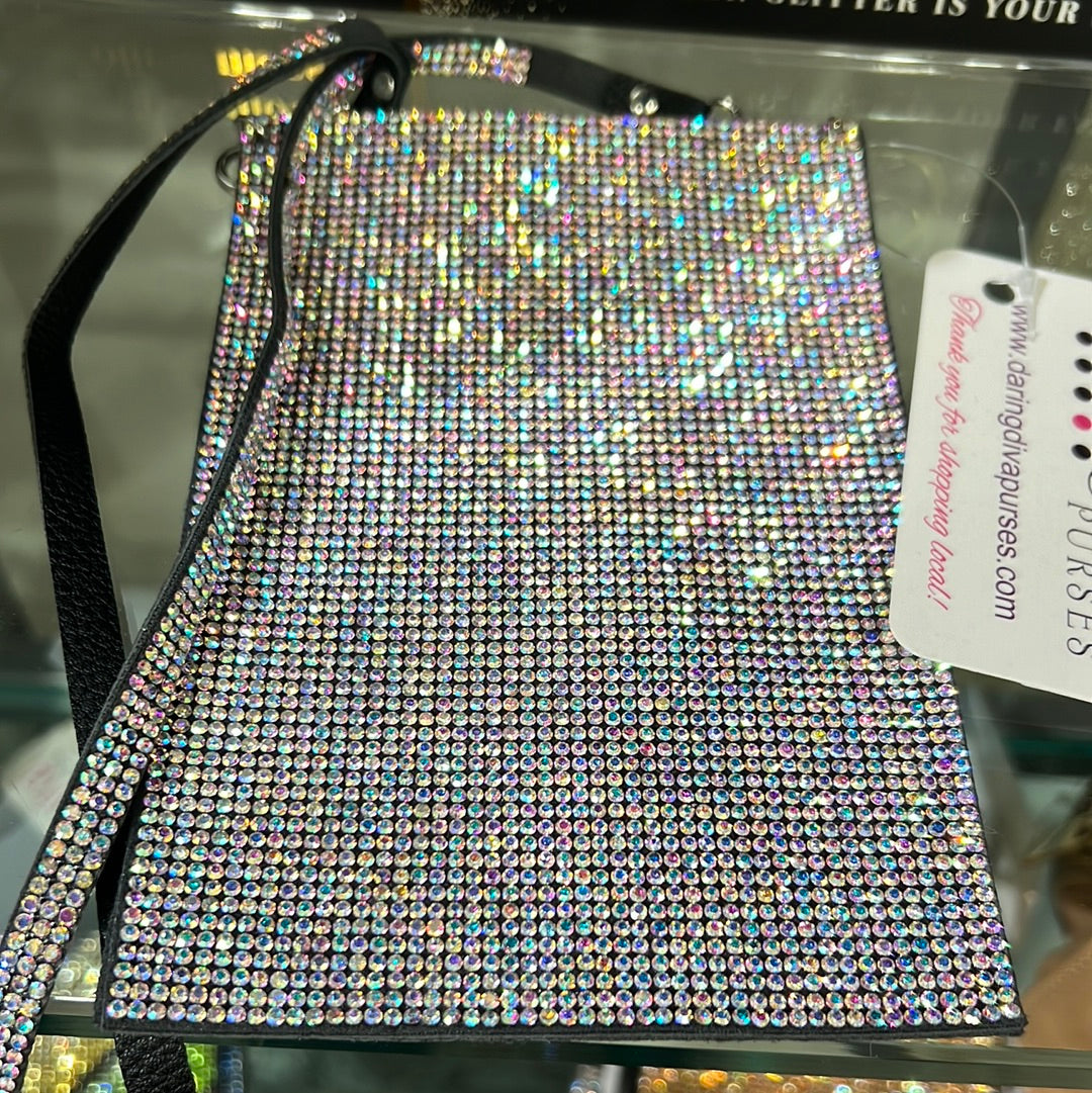 Bling cell phone purse silver 57085