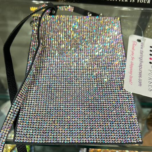 Bling cell phone purse silver 57085