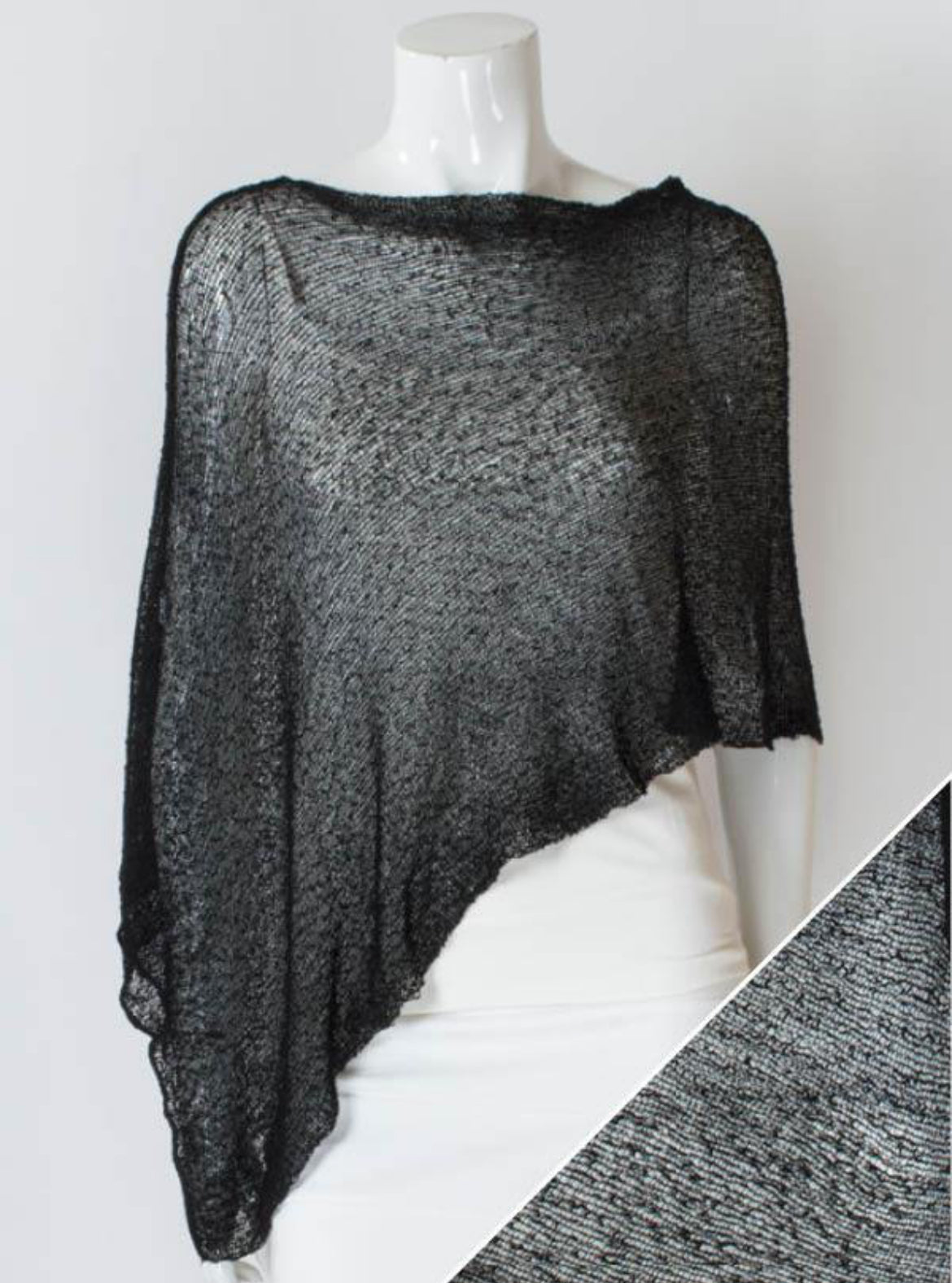 One size light knit poncho Black