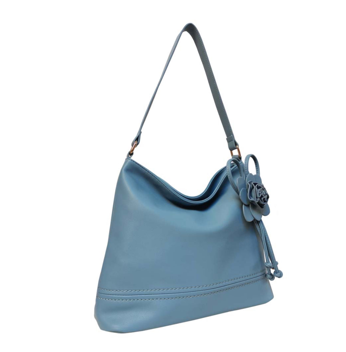 Blue handbag with flower detail Pass4114