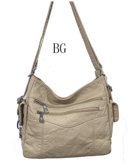 Beige WH3101 3 in 1 style backpack purse with v front
