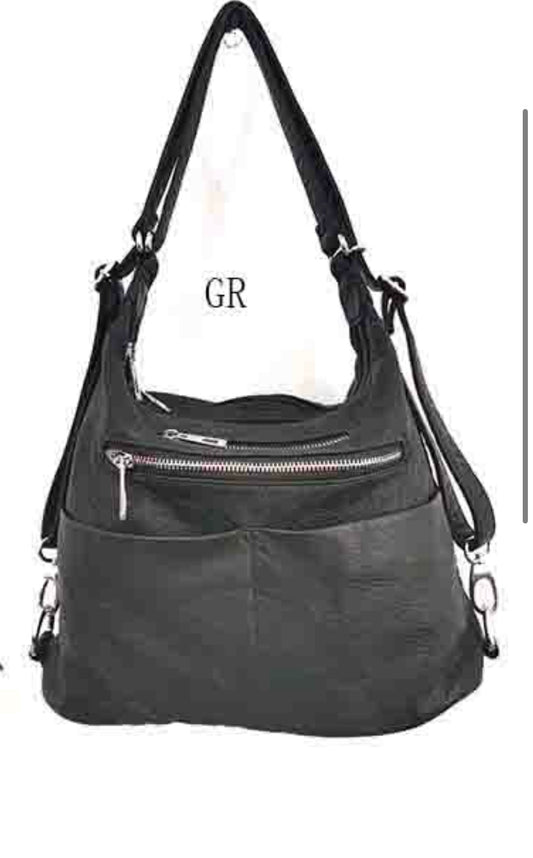 Green WH3105 3 in 1 style backpack purse with 2 pouches