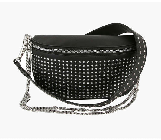 Studded black crossbody sling bag